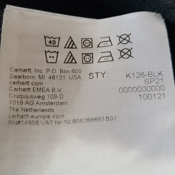 CARHART MEN'S BLACK PULLOVER SWEATSHIRT- XL/TG/XG-- SIDE POCKET, LOGO, LOOSE FIT - Picture 9 of 10